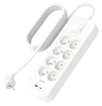 Belkin Prodlužovací kabel s přepěťovou ochranou / Prodlužovací kabel / 8x zásuvka / USB-A+C / 900J / 2m (SRB003ca2M)