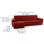 Super strečové potahy NIAGARA cihlová sedačka s otomanem vlevo (š. 200 - 300 cm)