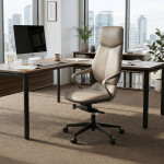 Kancelářské křeslo, šedá ekokůže, houpací mechanismus s aretací ve 4 polohách, kovový kříž, kolečka pro tvrdé povrchy