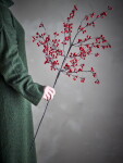 Bloomingville Umělá květina Ilex Red 92 cm, červená barva, bílá barva