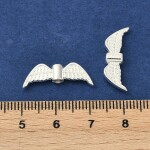 Kovová andělská křídla - stříbrná - 7,5 x 21,5 x 3 mm - 1 ks