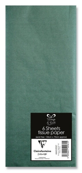 CLAIREFONTAINE hedvábný papír - tm. zelený, 6 ks, 50x70 cm