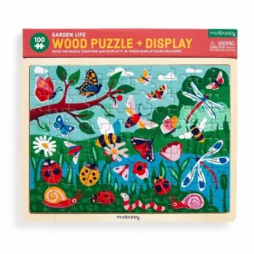 Mudpuppy Dřevěné puzzle: Život na zahradě + stojan