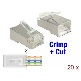 Delock 86454 / Konektor RJ45 Cat.6 STP / krimpovací / stíněný, průhledný / 20 ks (86454)