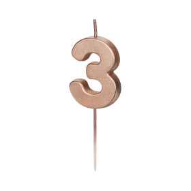 Svíčka dortová rose gold číslo 3 - Albi