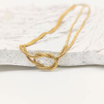 Náhrdelník z chirurgické oceli s propleteným uzlem Inés Gold, Zlatá 38 cm + 5 cm (prodloužení)