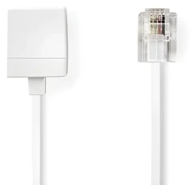 Nedis telefonní kabel RJ11-RJ11 bílá / Telefonní prodlužovací kabel / plochý / pozlacené konektory / 10 m (TCGL90205WT100)