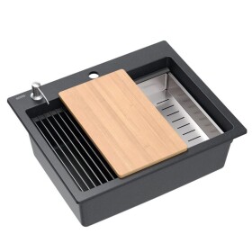Quadron - Granitový dřez KURT 110 WORKSTATION Black Dotted ZLE-09010