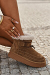 Semišové dámské zimní boty s ozdobnými prošitími Big Star SS274373 Camel 41
