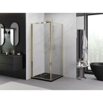 MEXEN/S - Exo sprchový kout skládací dveře 75 x 75, transparent, zlato 816-075-075-50-00