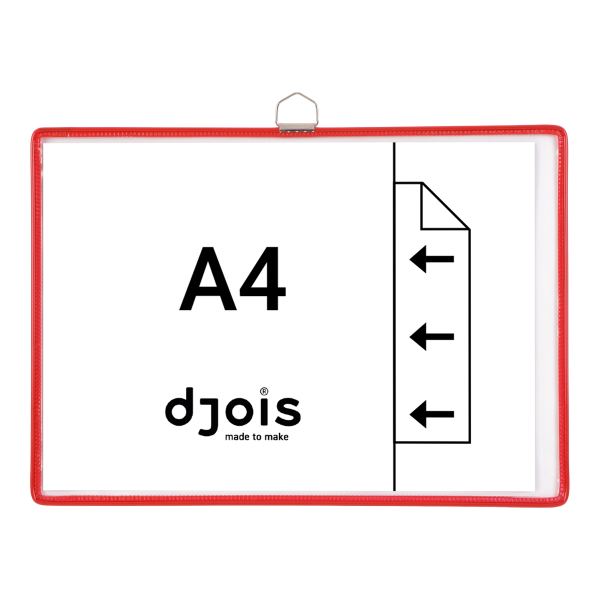 Djois rámeček s kapsou a očkem, A4, otevřený bokem, červený, 5 ks