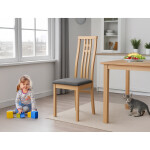 Jídelní židle, masiv buk, moření tmavý buk, látkový šedý potah