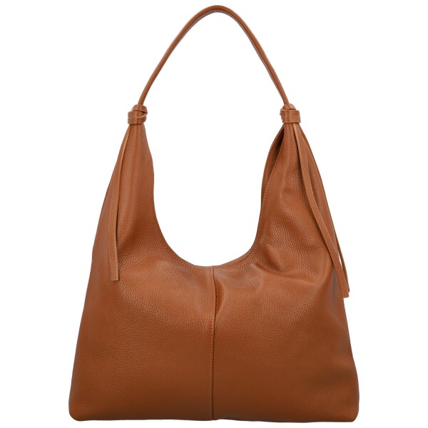 Trendy dámská kožená kabelka na rameno Anestis, koňaková