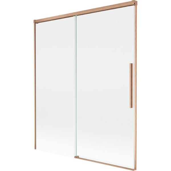 MEXEN/S - Rox vanová zástěna 2-křídlová posuvná 140 x 150, transparent, měď kartáčovaná 8C9-140-001-65-00