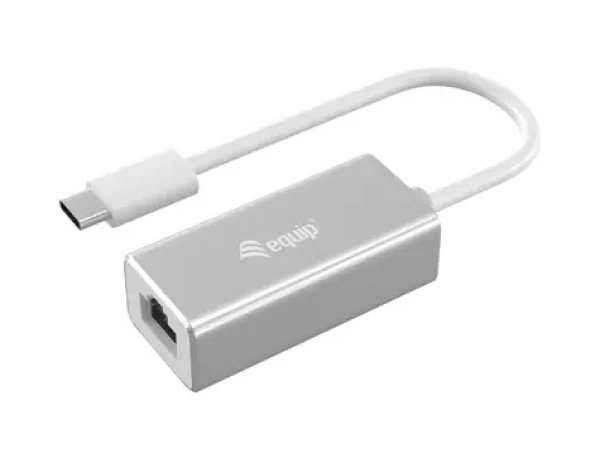 Equip stříbrná / Adaptér / USB-C - RJ45 / Gigabit Ethernet / 0,15 m (133454)