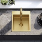 REA - Ocelový dřez Leo 40 BRUSH GOLD s kuchyňskou baterií KPL-96001