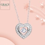 Stříbrný náhrdelník Swarovski Elements Simonita - srdce, Stříbrná 38 cm + 5 cm (prodloužení)