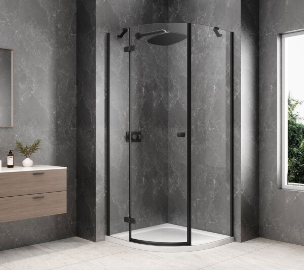 POLYSAN - GLOBE BLACK čtvrtkruhový sprchový kout 800x800, čiré sklo, levé GB2680LB