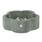 PLUSH NEST PLUSH NEST Suchý bazén Květinová zóna prémiový manšestr zelený 95 × 30 cm s 200 míčky