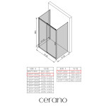 CERANO - Třístěnný sprchový kout Varone LINE U L/P - 6 mm - černá matná, grafitové sklo - 100x70x195 - posuvný CER-8050BD7827