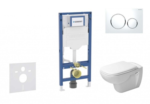 GEBERIT - Duofix Set předstěnové instalace, klozetu D-Code a sedátka softclose, tlačítko Sigma20, bílá/lesklý chrom SANI11CP3103