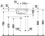 DURAVIT - Starck 3 Umývátko 40x26 cm, s přepadem, s otvorem pro baterii vpravo, bílá 0751400000