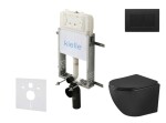 Kielle - Genesis New Set předstěnové instalace, klozetu Oudee, Vortex Rimless+, sedátka softclose a tlačítka Gemini New III, matná černá 30528SZ93