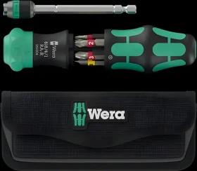 Wera Kraftform Kompakt 25 RA-R černá/zelená / Bitový šroubovák / 1/4" / 6 bitů / ráčna / taška (05051515001)