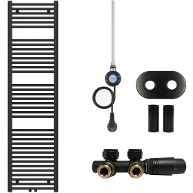 CERANO - Koupelnový radiátorový set Benito - kombinované vytápění, wifi tyč - středové připojení 50 mm - 600W - černá matná - 1700x450 mm CER-315956