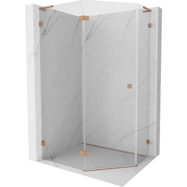 MEXEN/S - Lunar L sprchový kout pětiboký křídlový levá 90 x 80, transparent, měď kartáčovaná 831L-090L-080P-65-00-L