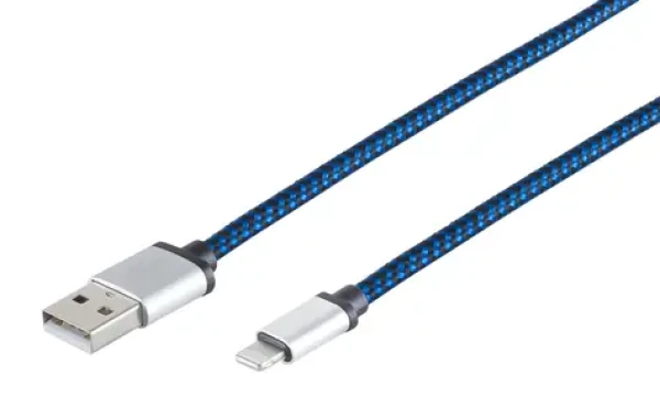 SCONN nabíjecí kabel USB-A - 8pin modrý 0,3 m / Nabíjecí kabel / USB-A (M) - 8pin (M) / Nylonový opletený (14-50016)
