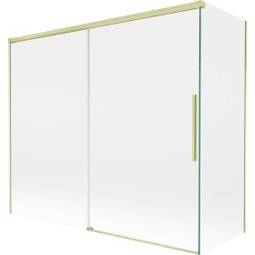 MEXEN/S - Rox vanová zástěna 2-křídlová posuvná 180 + 90 x 150, transparent, zlatá kartáčovaná 8C9-180-090-55-00