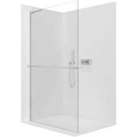 CERANO Sprchová zástěna Walk-in Onyx L-levá vzpěra - 8 mm + polička/držák na ručníky - chrom, transparentní sklo - 150x200 cm