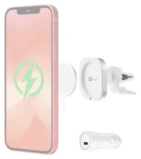 ER Power Car Vent Mount bílá / Držák do auta pro MagSafe / Autonabíječka 20W / Do ventilace (ERPWCMCH-WH)