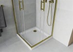 MEXEN/S - Rio sprchový kout čtverec 90x90, transparent, zlatá + bílá vanička se sifonem 860-090-090-50-00-4010G