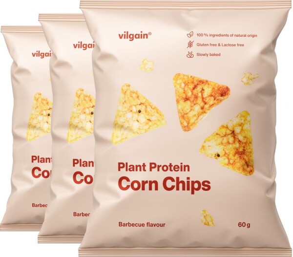Vilgain Kukuřičné proteinové chipsy BIO – 3× BBQ 60 g