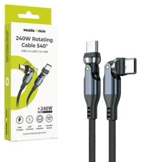 Mobile Origin CB12 / Rotační kabel USB-C na USB-C / 540° konektor / 240W / 1m (MO-240WRC-CB12)