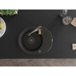 MEXEN/S - Kevin granitový dřez s odkapávačem včetně baterie Aster, černá/zlatá metalik 6517-75-73450-57-B