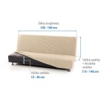Super strečové potahy NIAGARA smetanová dvojkřeslo s dřevěnými rukojeťmi (š. 130 - 160 cm)