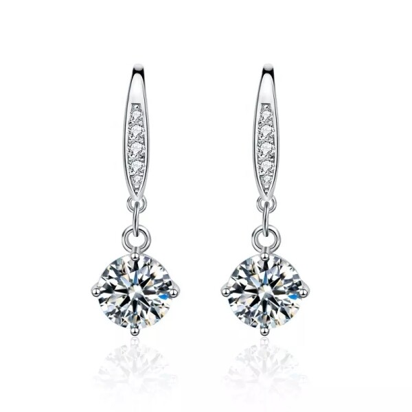 Royal Fashion stříbrné náušnice HA-XEZ009-SILVER-MOISSANITE-ZIRCON