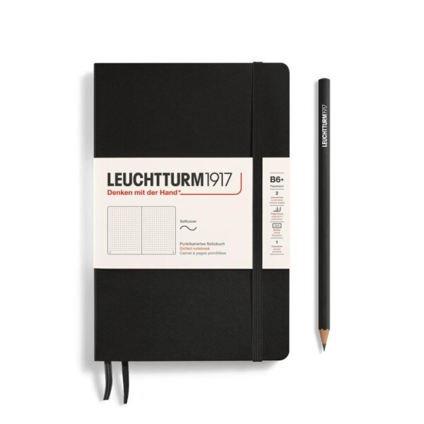 Leuchtturm1917 Zápisník Black Softcover B6+ tečkovaný