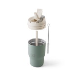 Monbento Termohrnek s víčkem a brčkem Travel Green 350 ml, zelená barva, kov