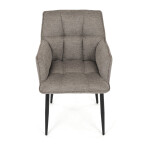 Židle jídelní, hnědá vodoodpudivá látka, černý matný lak, kovové nohy