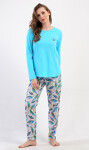 Dámské modré pyžamo Vienetta Secret Listy