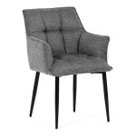 Židle jídelní, šedá vodoodpudivá látka, černý matný lak, kovové nohy