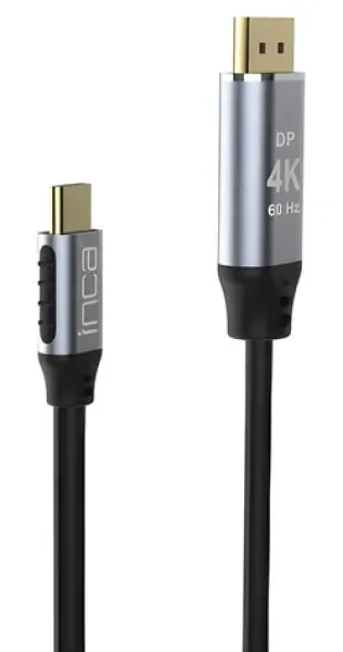 INCA ITCD-20 černá, stříbrná / Adaptér / USB-C - HDMI / 4K 60Hz / 2 m / pozlacené konektory (ITCD-20)