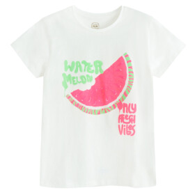Tričko s krátkým rukávem s potiskem melounu -bílé - 140 WHITE