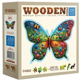 Dřevěné puzzle Barevný motýl 150 dílků