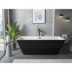 MEXEN/S - Velo Slim volně stojící vana 170 x 75, bílá/černá, sifon a přepad černá 52811707575-70