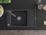 MEXEN/S - Elias granitový dřez s odkapávačem včetně baterie Duo, černá kropenatá 6511-76-671701-07